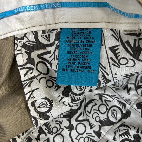 Volcom Chino Pants Mens 36 Skate Streetwear Skateboarding Khaki Tan Brown - Picture 9 of 14